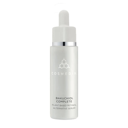 Cosmedix Bakuchiol Complete Plant-Based Retinol Alternative Serum for fine lines, uneven skin tone, texture refinement and gentle age-defying care.