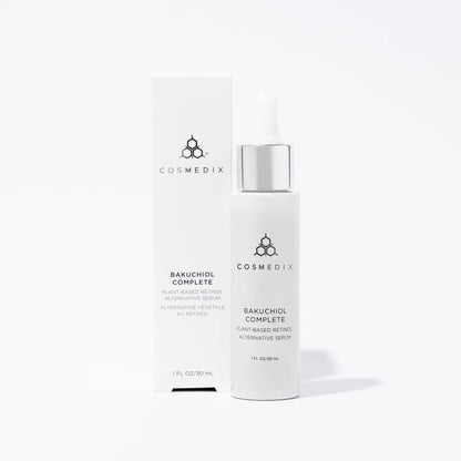 Cosmedix Bakuchiol Complete Plant-Based Retinol Alternative Serum for daily skin renewal, fine lines and a smoother glowing complexion.