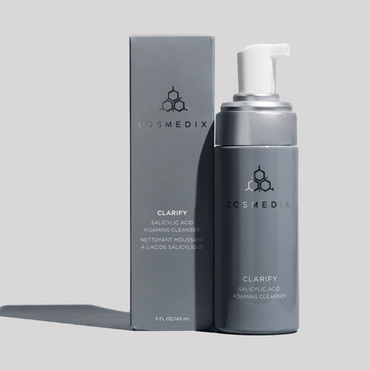 Cosmedix Clarify Salicylic Acid Foaming Cleanser 145ml for oily, acne-prone and congested skin with pore-clearing salicylic acid.