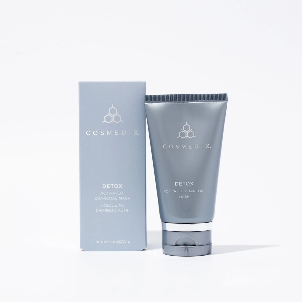 Cosmedix Detox Activated Charcoal Mask with charcoal and kaolin clay for sensitive congested skin.