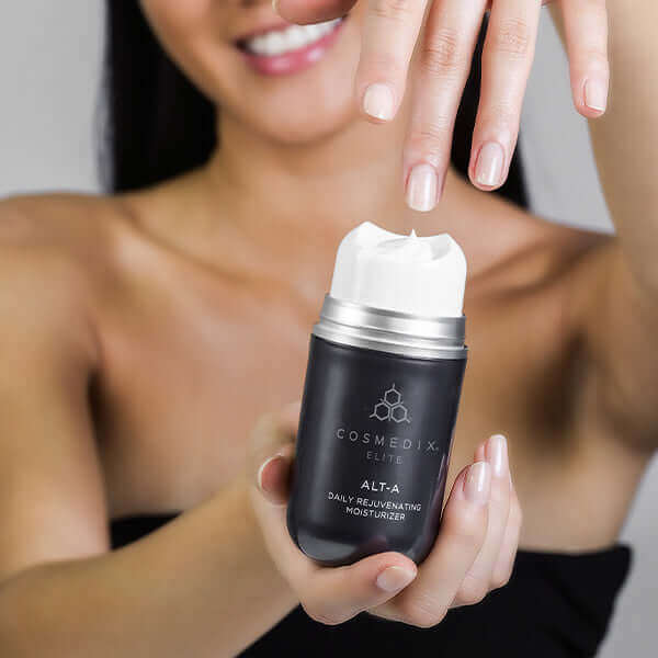 Cosmedix Elite Alt-A Daily Rejuvenating Moisturiser push-top application for a daily anti-ageing skincare routine.