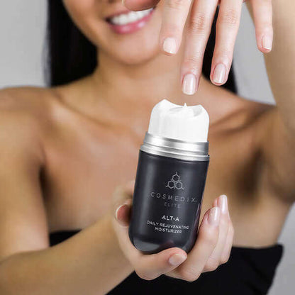 Cosmedix Elite Alt-A Daily Rejuvenating Moisturiser push-top application for a daily anti-ageing skincare routine.