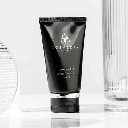Cosmedix Elite Awaken Replenishing Gel Mask for replenishing dehydration, refining dull texture and supporting sensitive skin.