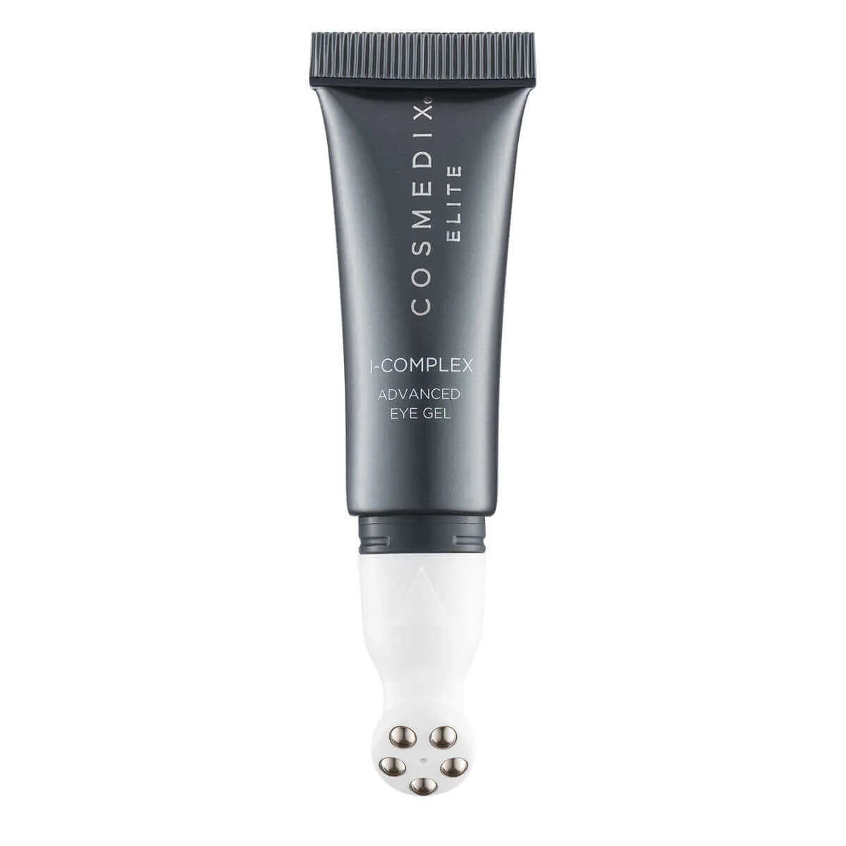 Cosmedix Elite I-Complex Advanced Eye Gel for fine lines, dark circles and under-eye hydration with bakuchiol and cooling rollerball.