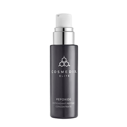 Cosmedix Elite Pepoxide Antioxidant Peptide Concentrate with 16 antioxidants and peptides for fine lines, firmness and uneven skin tone.
