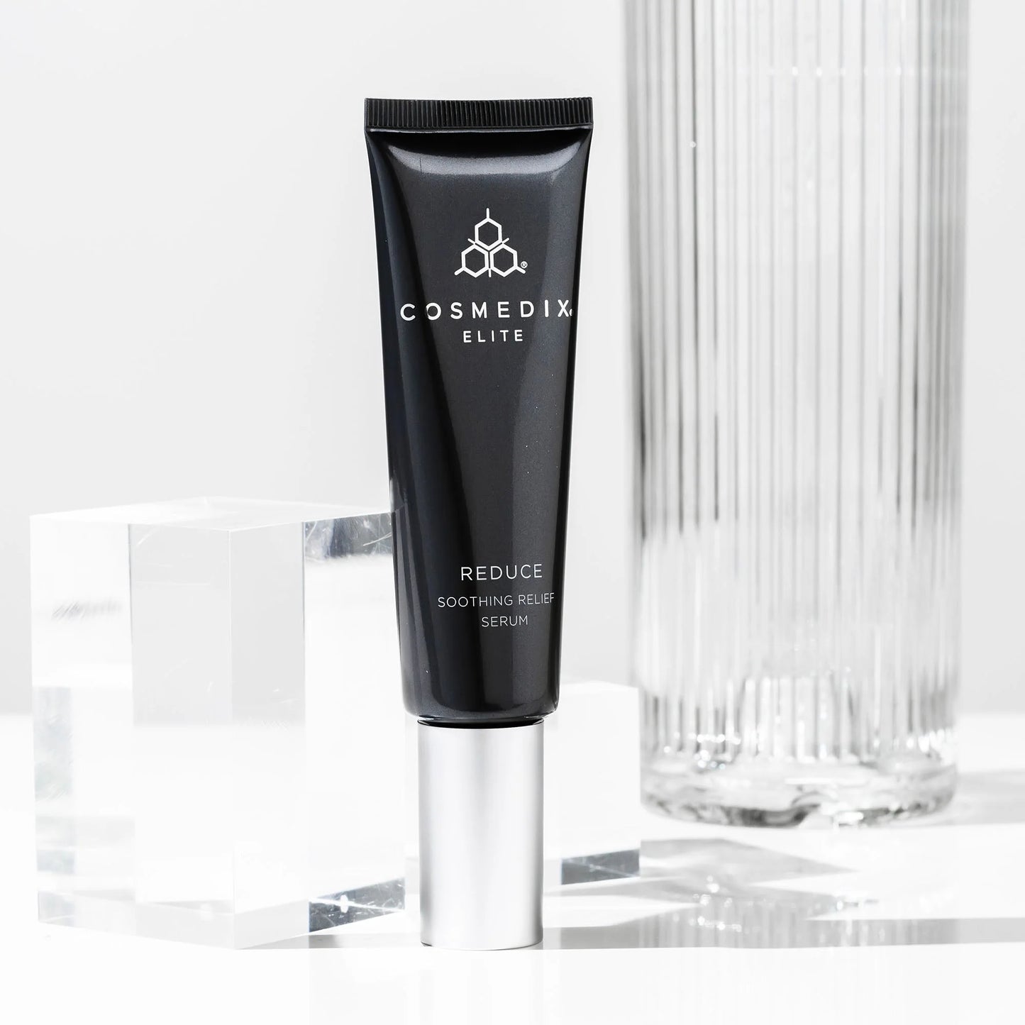 Cosmedix Elite Reduce Soothing Relief Serum for soothing redness, sensitivity and compromised skin after resurfacing treatments.