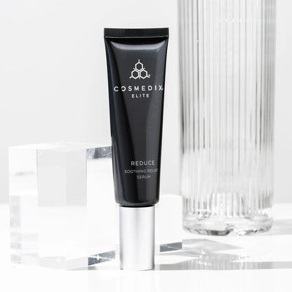 Cosmedix Elite Reduce Soothing Relief Serum for soothing redness, sensitivity and compromised skin after resurfacing treatments.