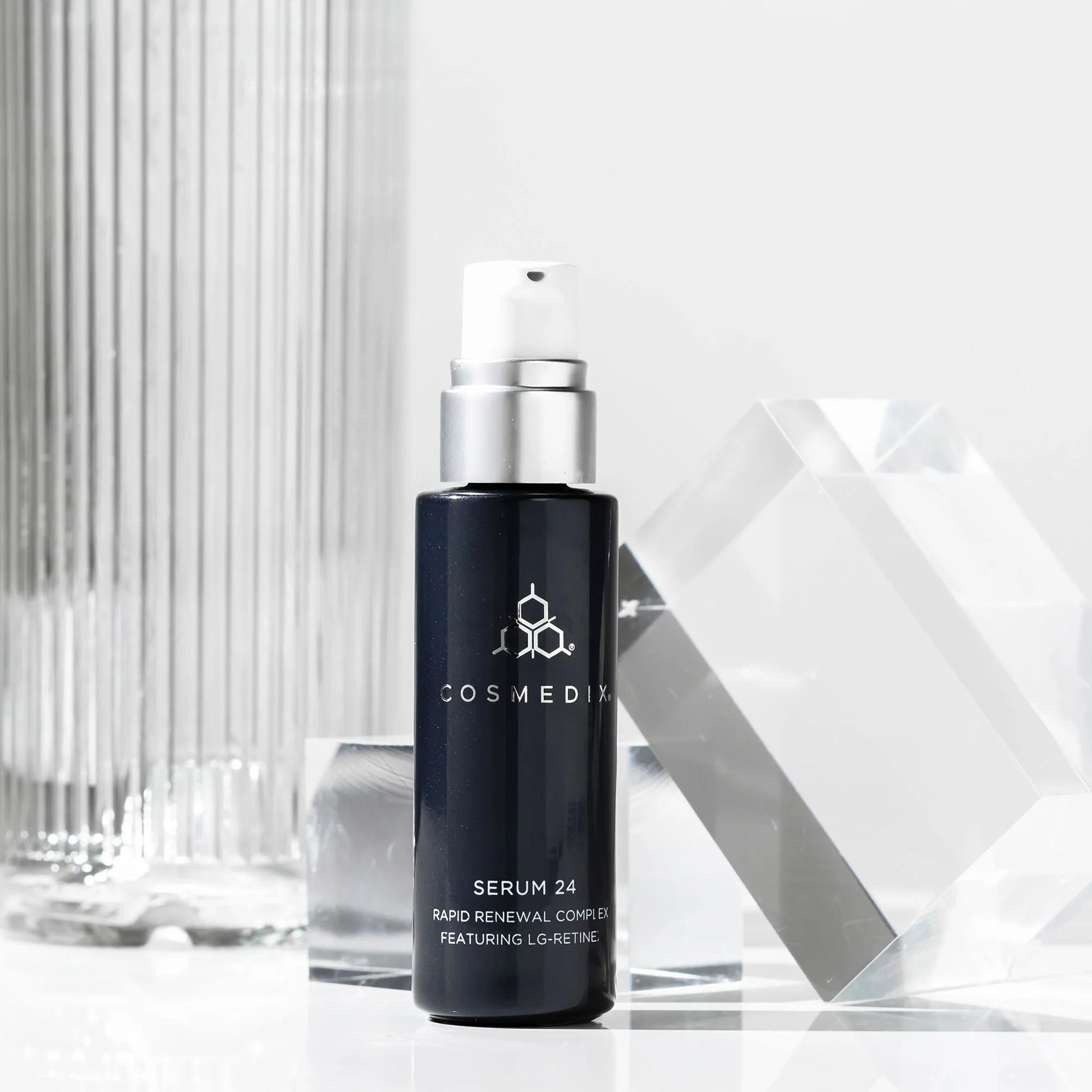 Cosmedix Elite Serum 24 high-strength evening retinol treatment for ageing skin, discolouration and rough texture.