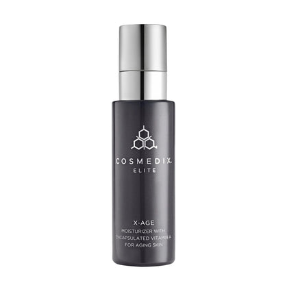 Cosmedix Elite X-Age Moisturiser with encapsulated vitamin A for wrinkles, uneven tone and mature skin.