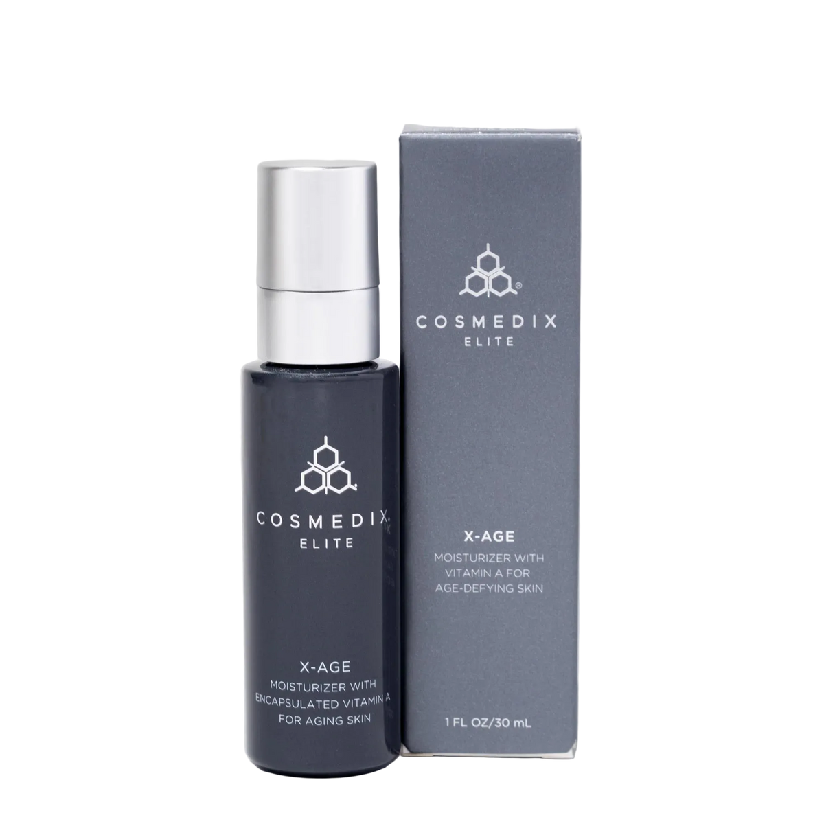 Cosmedix Elite X-Age retinol moisturiser for dry, photodamaged skin and visible loss of firmness.