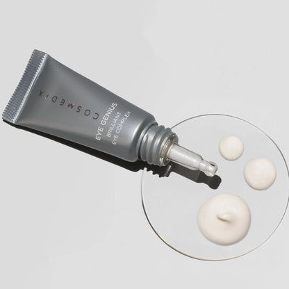 Cosmedix Eye Genius Brilliant Eye Complex with five peptides for puffiness, fine lines and firmer-looking skin.