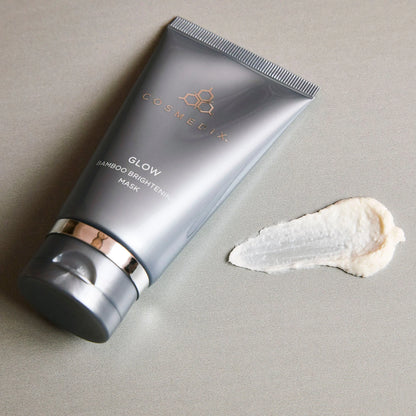 Cosmedix Glow Bamboo Brightening Mask with bamboo, niacinamide and vitamin C for weekly skin resurfacing.