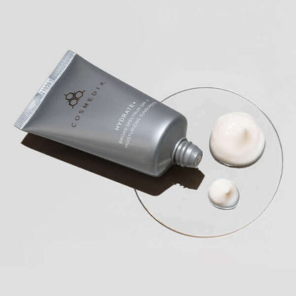 Cosmedix Hydrate+ SPF 17 Moisturising Sunscreen for daily UV defence and non-greasy moisture replenishment.