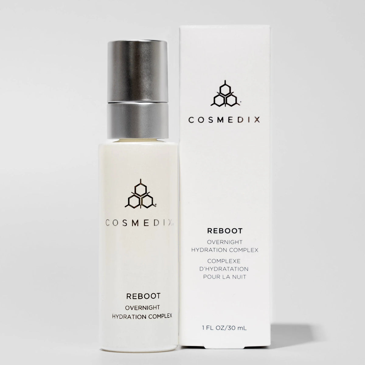 Cosmedix Reboot Overnight Hydration Complex with Lactobacillus, coconut extract and peptide hydration support.
