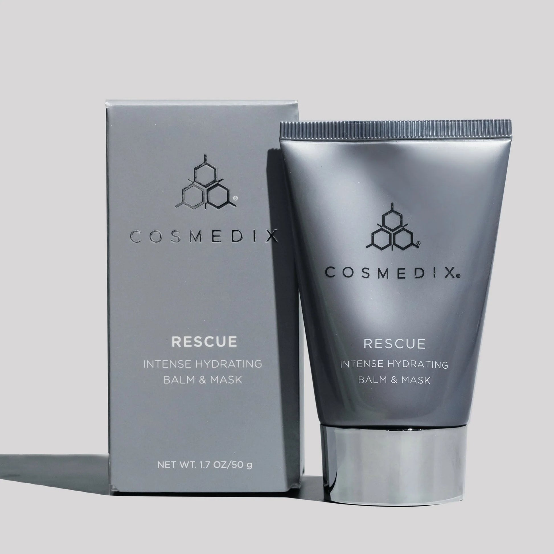 Cosmedix Rescue Intense Hydrating Balm Mask with shea butter for intensive moisture and barrier support.