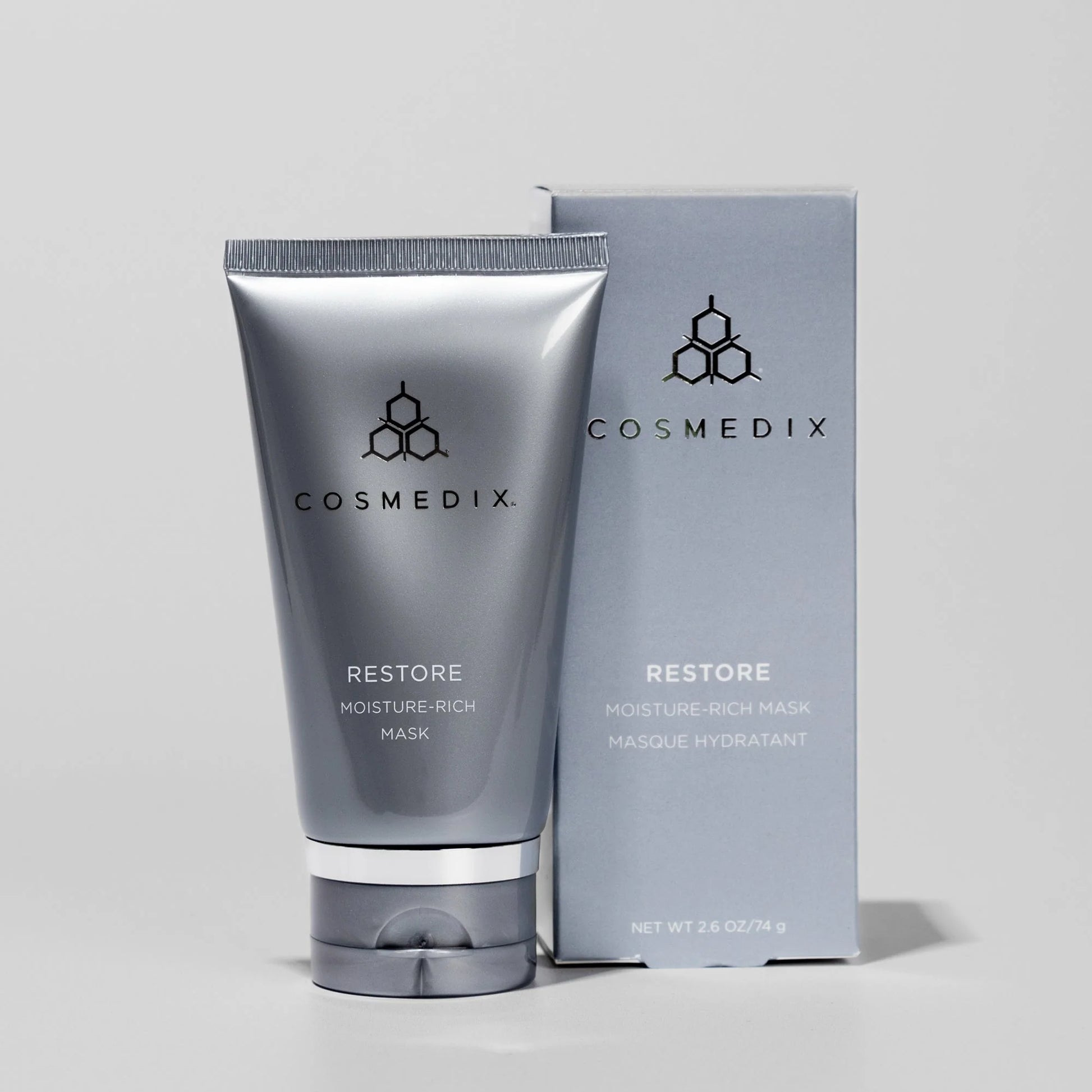 Cosmedix Restore Moisture-Rich Mask with mango seed butter and squalane for moisture-depleted skin.