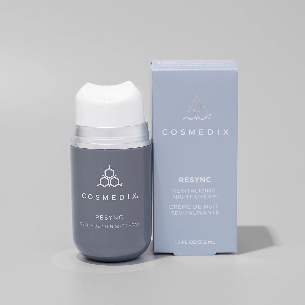 Cosmedix Resync Revitalising Night Cream with Snow Mushroom and Kakadu Plum for softer, more radiant skin.