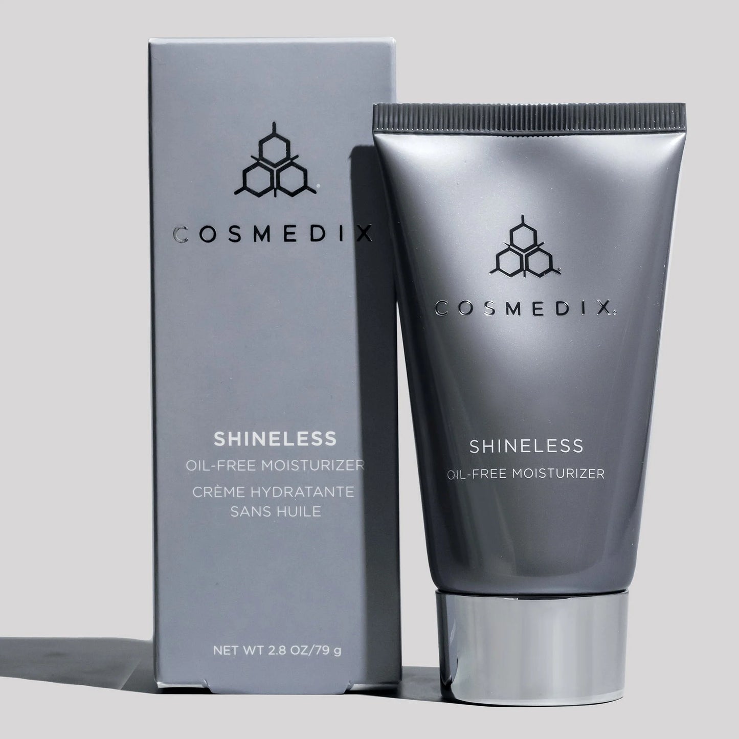 Cosmedix Shineless Oil-Free Moisturiser with Lilac Stem Cells for excess oil and shine control.