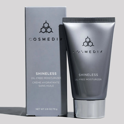 Cosmedix Shineless Oil-Free Moisturiser with Lilac Stem Cells for excess oil and shine control.
