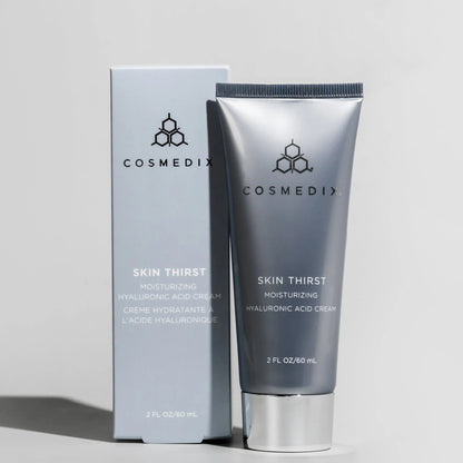 Cosmedix Skin Thirst Moisturising Hyaluronic Acid Cream with hyaluronic acid for dehydrated and congestion-prone skin.
