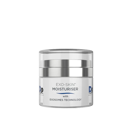 Dp Dermaceuticals Exo-Skin Moisturiser 30ml jar with exosome, peptide and ceramide-infused formula for deep repair and hydration.