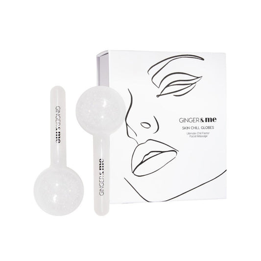 Ginger & Me Sale. Ginger & Me Skin Chill Globes is suitable for all skin types, including sensitive and reactive skin. Ginger & Me Skin Chill Globes will increase blood flow, circulation, oxygen and tighten pores leaving the skin alive, vibrant, glowing and plump, reducing redness and under eye puffiness whilst increasing product penetration.