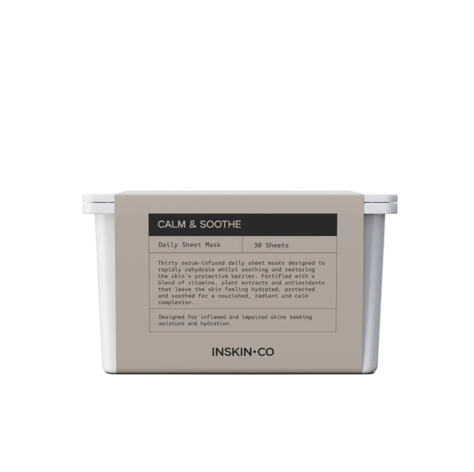 INSKIN.CO Daily Sheet Mask Calm & Soothe soothing sheet mask for sensitive skin, redness relief and barrier repair.