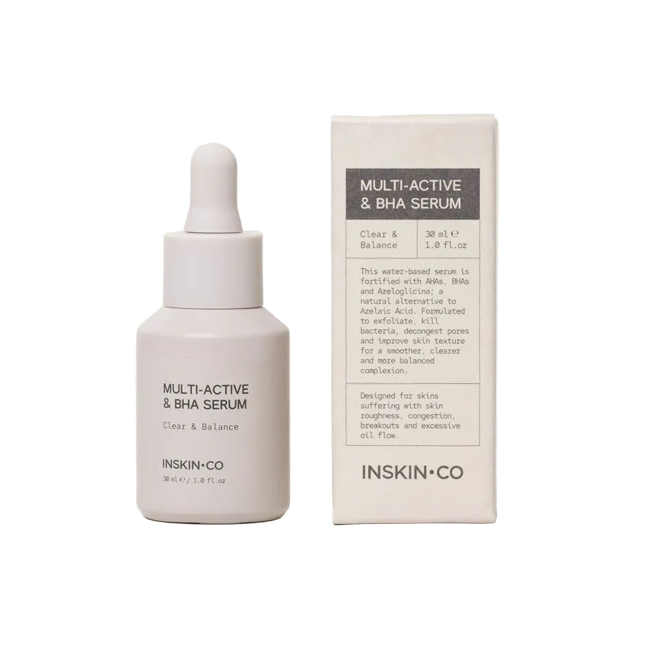 INSKIN.CO Multi-Active & BHA Serum salicylic acid exfoliating serum for congested pores, acne-prone skin and clearer complexion.