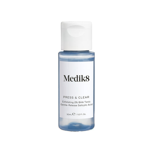 Medik8 Sale. Medik8 Press & Clear visibly reduces acne, pimples, blackheads and breakouts in just 7 days. Contains Salicylic Acid. 