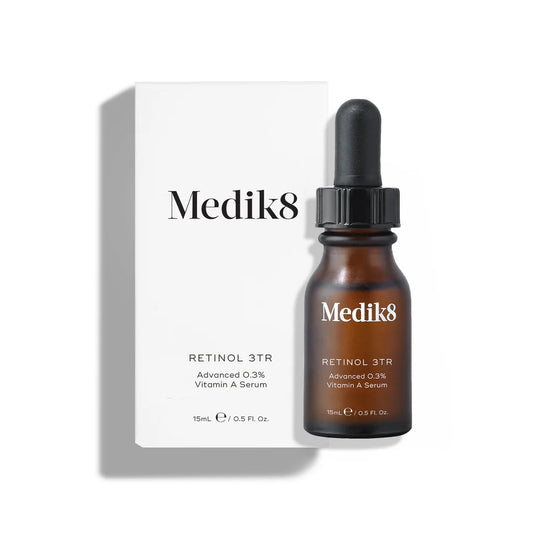 Medik8 Sale. Medik8 Retinol 3TR Supercharged 0.3% Vitamin A Serum. Contains Retinol, Squalane, Climbazole and Vitamin E