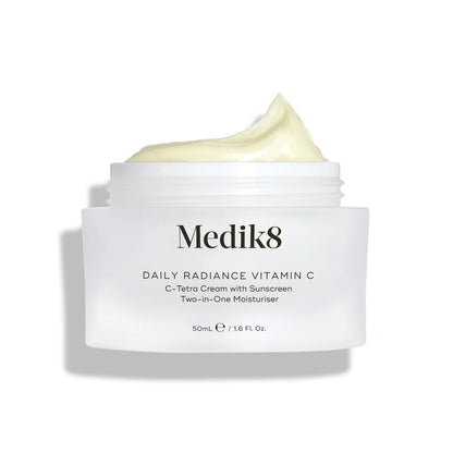 Medik8 Sale. Medik8 Daily Radiance Vitamin C. Restore radiance and fight visible signs of ageing with Medik8 Daily Radiance Vitamin C. Contains Vitamin C, Vitamin E, Hyaluronic Acid and sunscreen. Two in one moisturiser