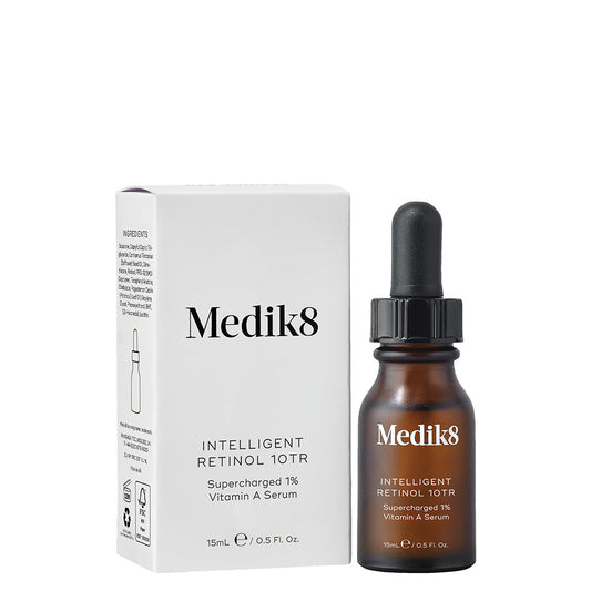 Medik8 Sale. Medik8 Intelligent Retinol 10TR Supercharged 1.0% Vitamin A Serum. Contains Retinol, Squalane, Climbazole and Vitamin E