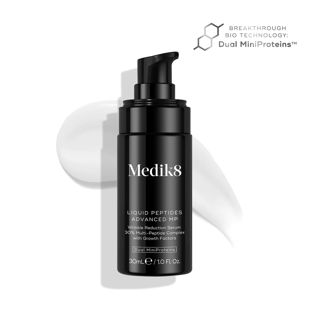 Medik8 Sale. Medik8 Liquid Peptides Advanced MP. Fine lines, expression lines, and deep-set wrinkles are visibly smoothed as the lightweight serum visibly plumps, firms and refines uneven skin texture.