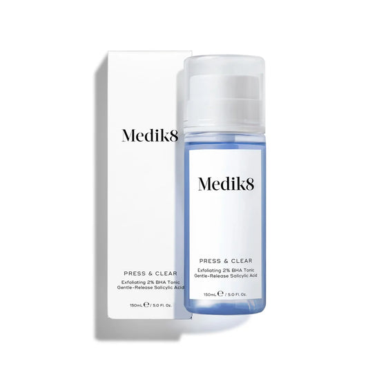 Medik8 Sale. Medik8 Press & Clear visibly reduces acne, pimples, blackheads and breakouts in just 7 days. Contains Salicylic Acid.