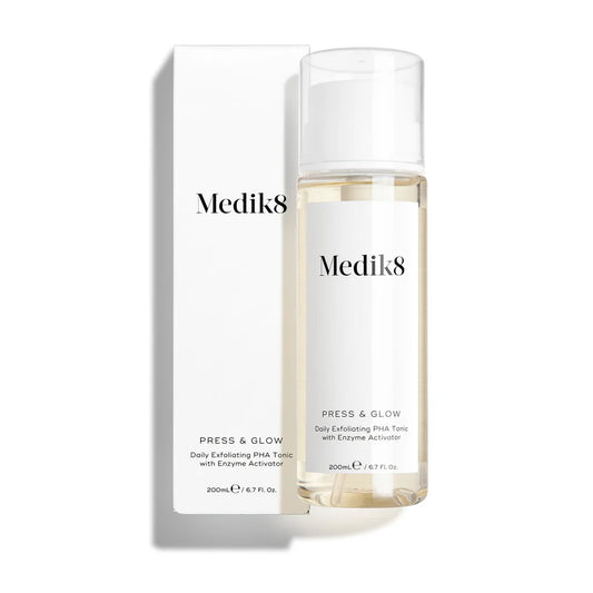 Medik8 Sale. Medik8 Press & Glow is suitable for all skin types. Perfect as a second cleanser or toner. Medik8 Press & Glow is perfect for teenage skin.