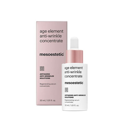 Mesoestetic Age Element Anti-Wrinkle Concentrate is a peptide-rich anti ageing serum designed to smooth fine lines and improve skin firmness.