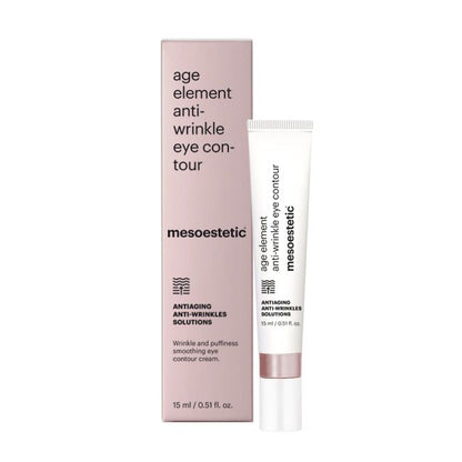 Mesoestetic Age Element Anti-Wrinkle Eye Contour is a targeted eye cream designed to smooth fine lines and reduce puffiness around the eyes.