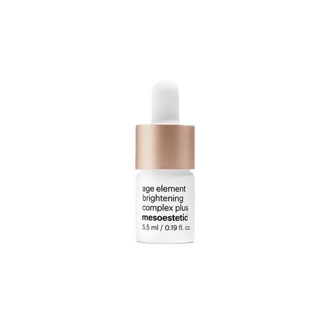 Mesoestetic Age Element Brightening Complex Plus with lightweight texture designed to target dark spots uneven skin tone and support radiant skin.