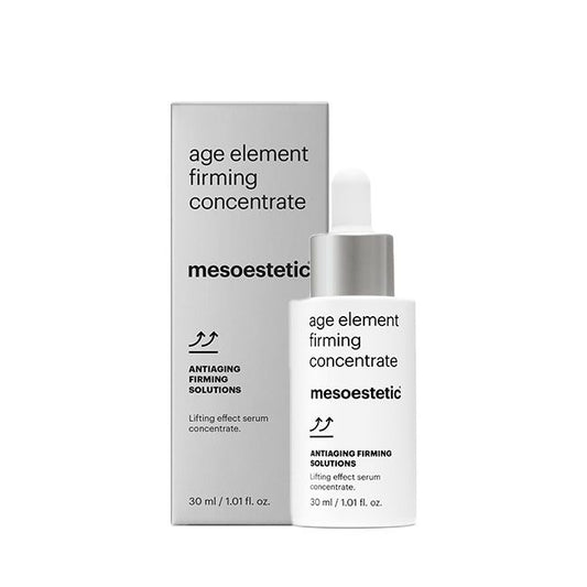 Mesoestetic Age Element Firming Concentrate is a lifting serum designed to improve skin firmness and support a more defined facial contour.
