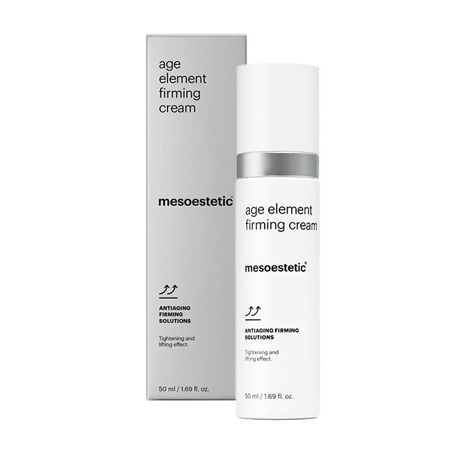 Mesoestetic Age Element Firming Cream tightening and lifting moisturiser with box to improve skin laxity and support firmer, more defined skin.