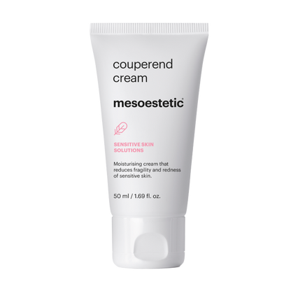Mesoestetic Couperend Cream moisturiser for sensitive, redness-prone skin to calm visible flushing, strengthen capillary fragility and improve comfort.