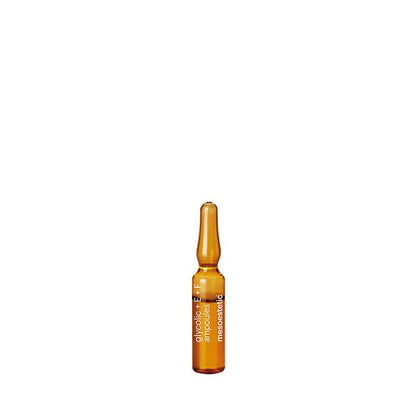 Mesoestetic Glycolic + E + F Ampoules weekly glycolic acid treatment to renew the skin surface and enhance visible radiance.