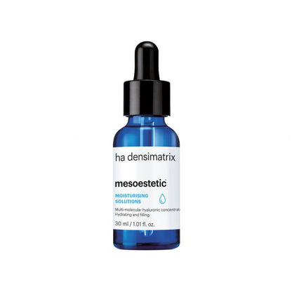 Mesoestetic HA Densimatrix hydrating and filling serum with multi-molecular hyaluronic acid to improve skin suppleness, bounce and visible smoothness.