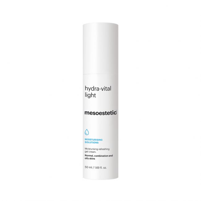 Mesoestetic Hydra-Vital Light refreshing moisturiser for normal, combination and oily skin to deliver long-lasting hydration without heaviness.