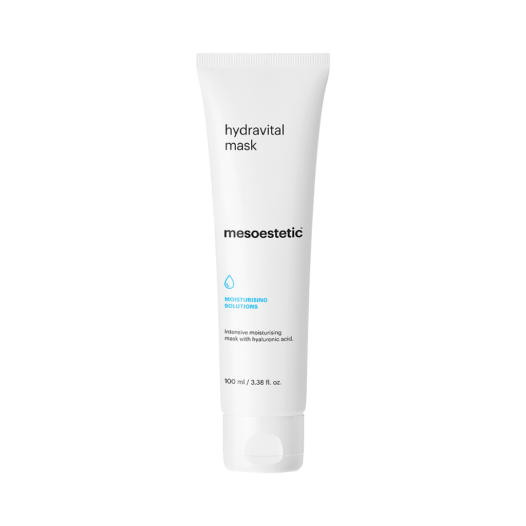 Mesoestetic Hydra-Vital Mask intensive hydration treatment dehydrated skin soothing moisturising mask skin barrier repair.