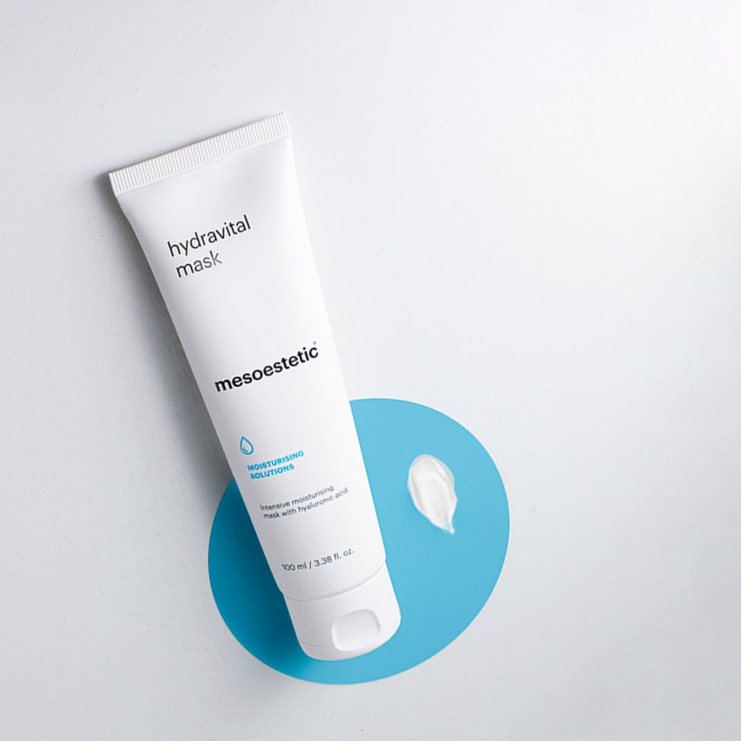 Mesoestetic Hydra-Vital Mask hydration treatment dry tight skin barrier repair soothing moisturising skincare.