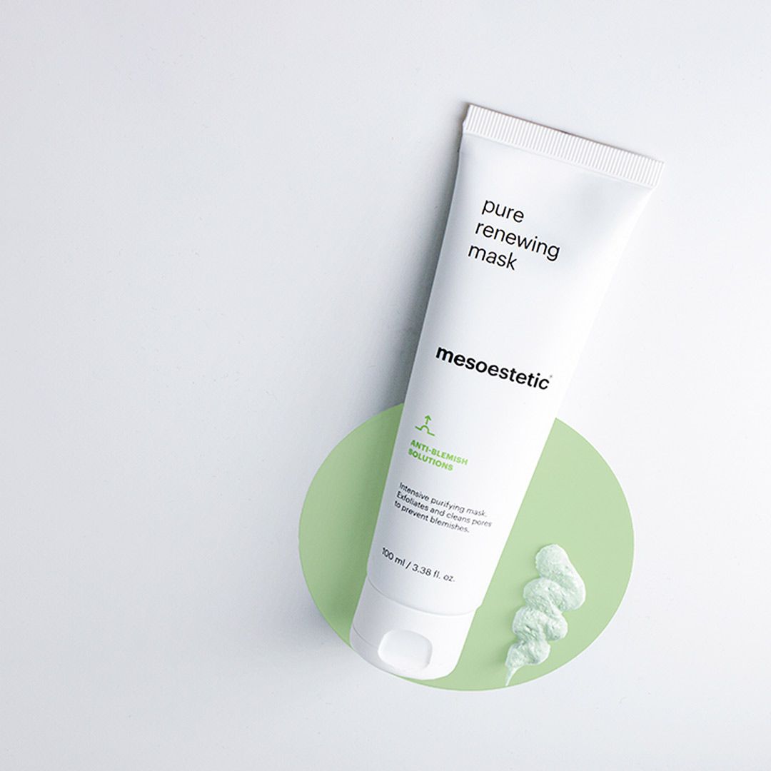 Mesoestetic Pure Renewing Mask is a professional-grade treatment designed to deeply cleanse pores and support breakout-prone skin.