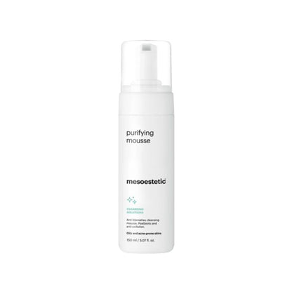Mesoestetic Purifying Mousse anti-blemish cleansing mousse for oily and acne-prone skin to unclog pores, reduce excess oil and refine texture.