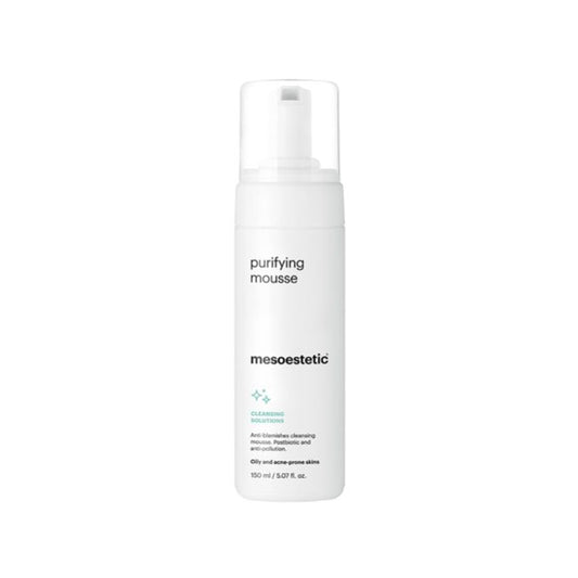 Mesoestetic Purifying Mousse anti-blemish cleansing mousse for oily and acne-prone skin to unclog pores, reduce excess oil and refine texture.