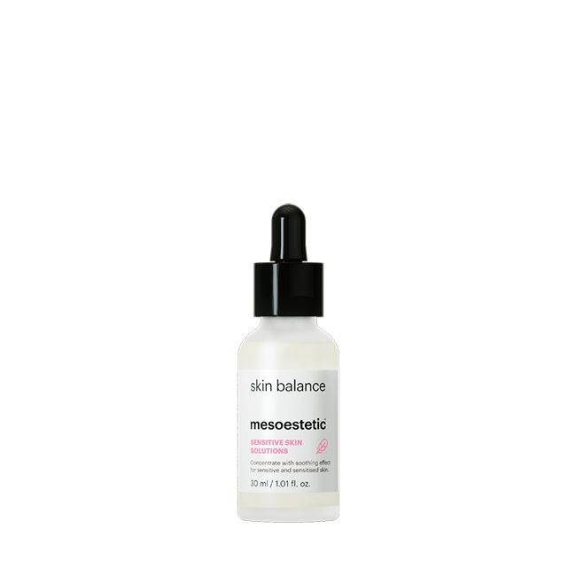 Mesoestetic Skin Balance soothing concentrate for sensitive skin to calm irritation, improve comfort and support a healthier-looking skin barrier.
